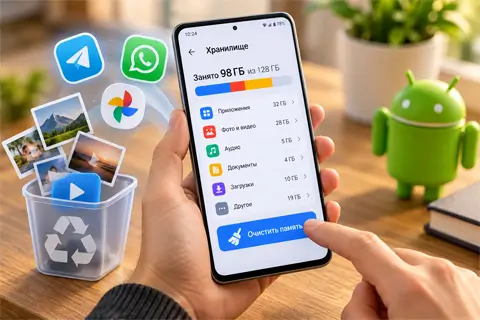 Как освободить память Android без риска потерять фото, файлы и переписки