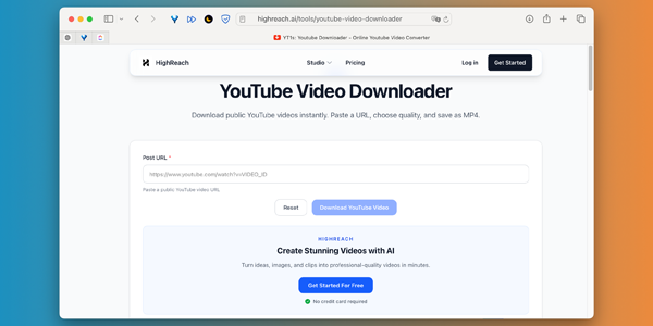 Скачать музыку с ютуба с помощью HighReach